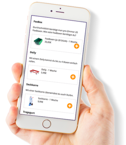Du kannst deine Umzugskisten bei GoFoxBox auch ganz einfach über dein Smartphone bestellen.