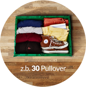 In eine Umzugsbox von GoFoxBox passen 30 Pullover.